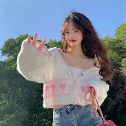 Cropped Off Shoulder Sweater Cardigan - Image 2