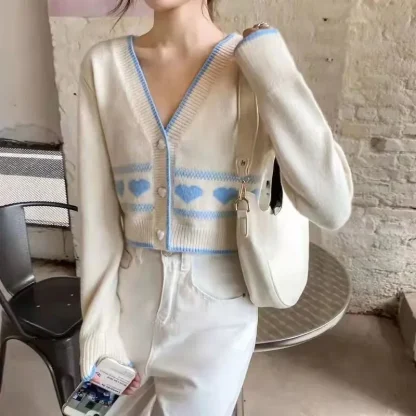 Cropped Off Shoulder Sweater Cardigan - Image 7