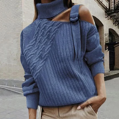 Roll-Neck One Off Shoulder Sweater - Image 2