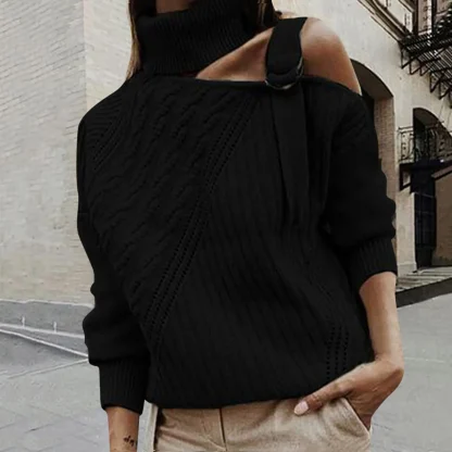Roll-Neck One Off Shoulder Sweater - Image 3