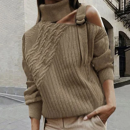 Roll-Neck One Off Shoulder Sweater - Image 5