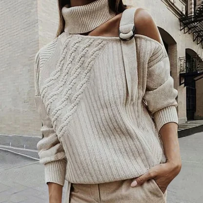 Roll-Neck One Off Shoulder Sweater