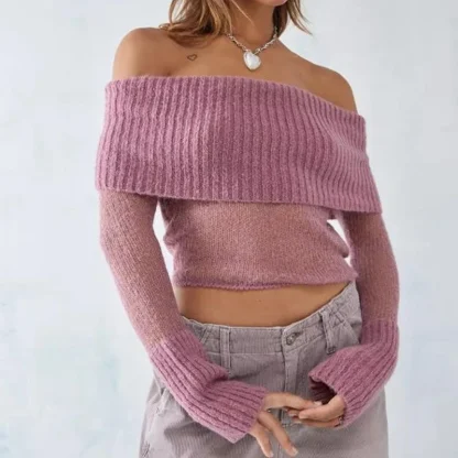 Thin Cropped Off Shoulder Sweater
