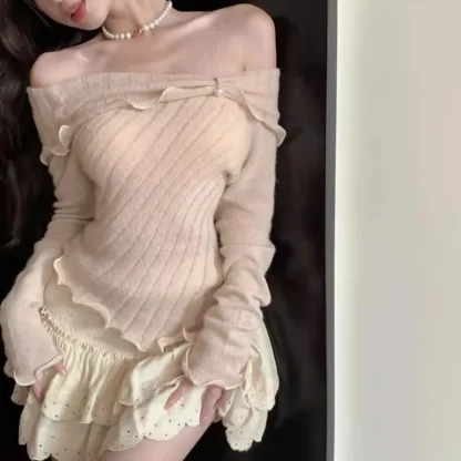 Sexy Ruffled Off Shoulder Sweater