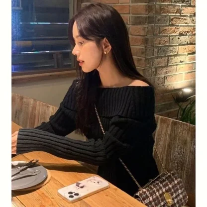 Chic Knitted Off Shoulder Sweater - Image 6