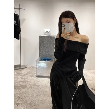 Chic Knitted Off Shoulder Sweater - Image 4