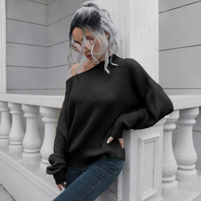 Casual Elegant Off Shoulder Sweater - Image 3