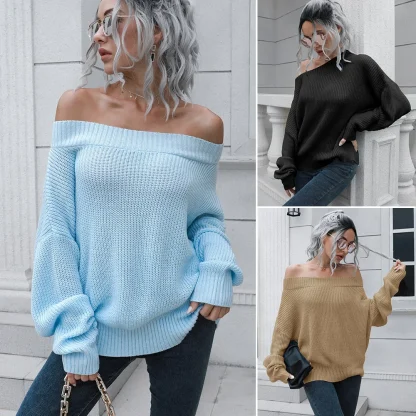 Casual Elegant Off Shoulder Sweater - Image 7