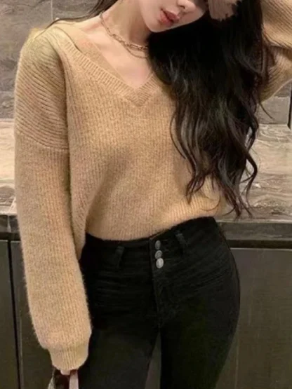 Two Strap Off Shoulder Sweater - Image 3
