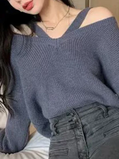 Two Strap Off Shoulder Sweater - Image 6