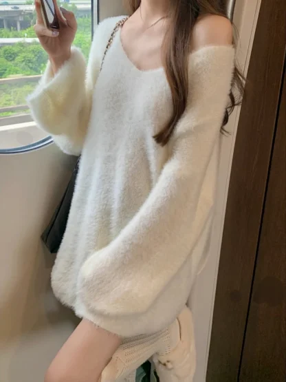 White Cozy Off Shoulder Sweater