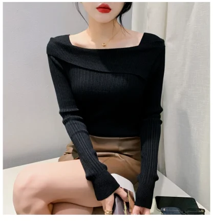 Chic Slim Off Shoulder Sweater - Image 3