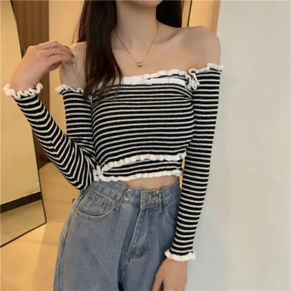 Stylish Wrap Off Shoulder Sweater - Image 5