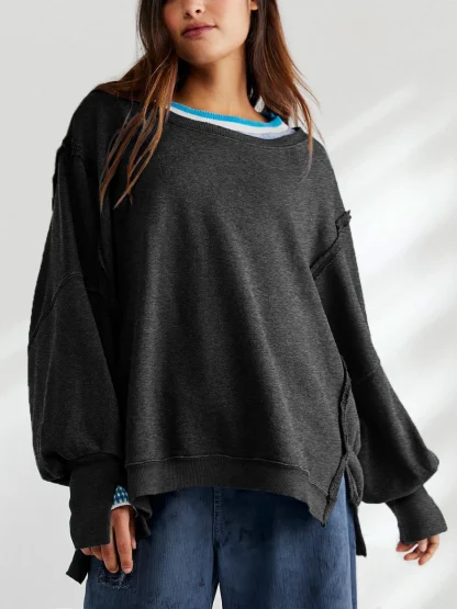 Relaxed Fit Off Shoulder Sweater - Image 7