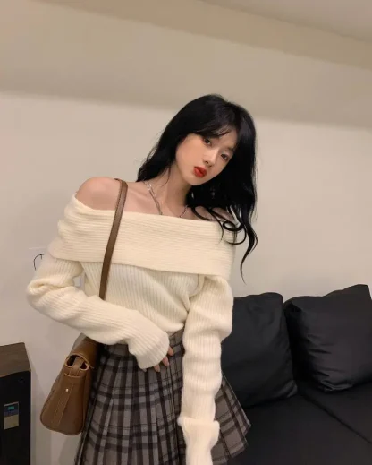 Jumper Off Shoulder Sweater Tops - Image 7