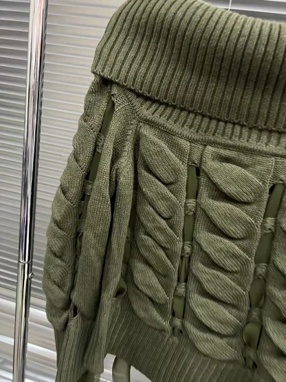Lace-Up Style Off Shoulder Sweater - Image 7