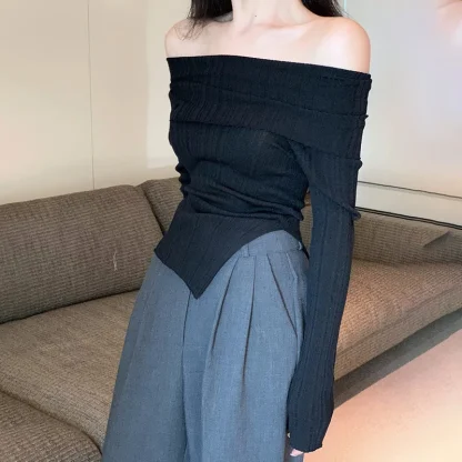 Sexy Fitted Off Shoulder Sweater - Image 5