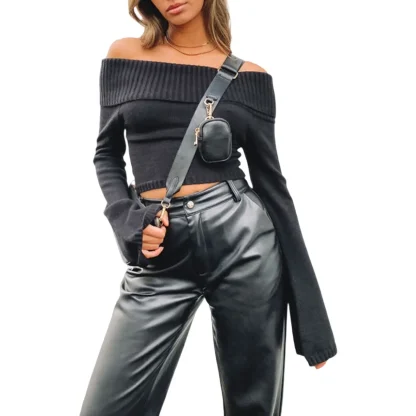 Long Sleeve Off Shoulder Sweater - Image 7