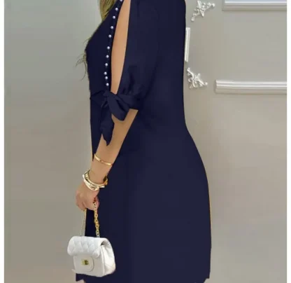 Elegant Cold Shoulder Sweater Dress - Image 3