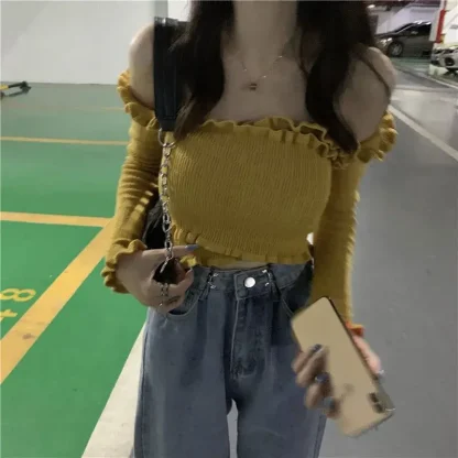 Stylish Wrap Off Shoulder Sweater - Image 7