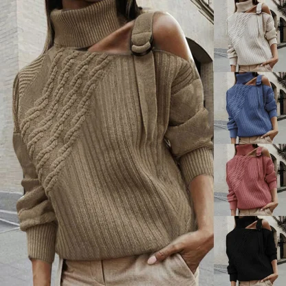 Roll-Neck One Off Shoulder Sweater - Image 6