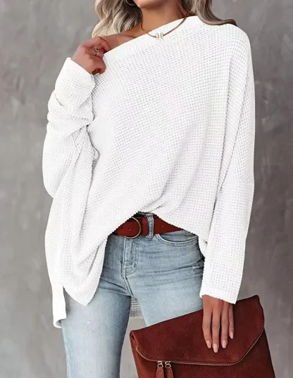 Oversized Knit Off Shoulder Sweater - Image 7