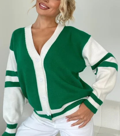 Button Down Off Shoulder Sweater - Image 2