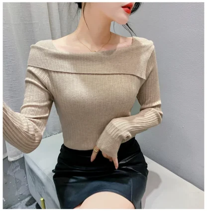 Chic Slim Off Shoulder Sweater - Image 2