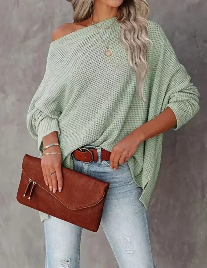 Oversized Knit Off Shoulder Sweater - Image 5