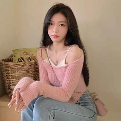 Fake Inner Off Shoulder Sweater - Image 7