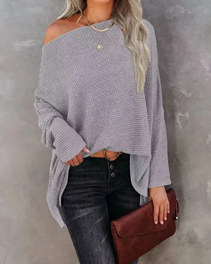 Oversized Knit Off Shoulder Sweater - Image 4