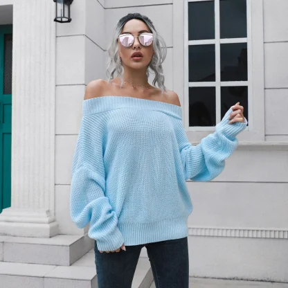 Casual Elegant Off Shoulder Sweater - Image 5