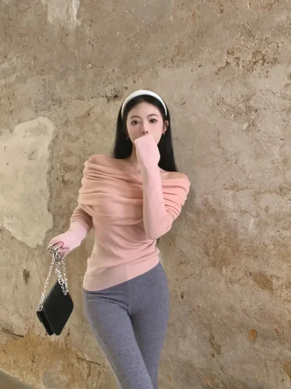 Sexy Folds Off Shoulder Sweater - Image 7