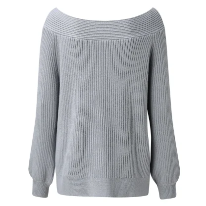 Off Shoulder Sweater Knitted Tops - Image 7