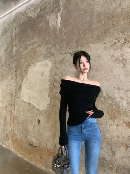 Chic Folds Off Shoulder Sweater - Image 6