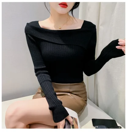 Chic Slim Off Shoulder Sweater - Image 4