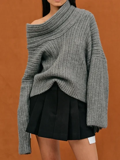 Oversized Solid Off Shoulder Sweater