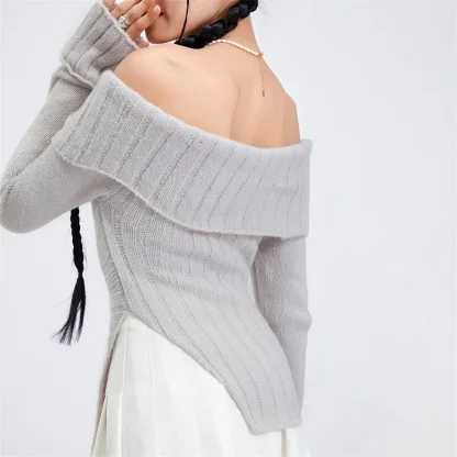 Off Shoulder Bow Knit Sweater - Image 7