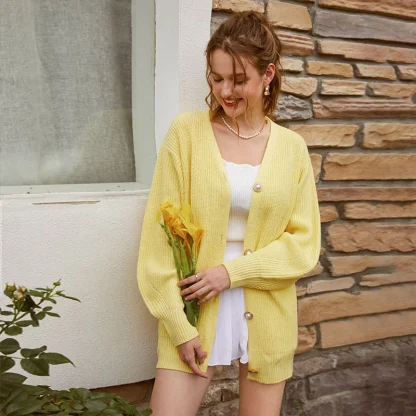 Oversized Cardigan Off Shoulder Sweater - Image 6