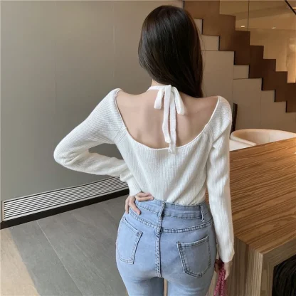 Halter Open Shoulder Sweater Tops - Image 5