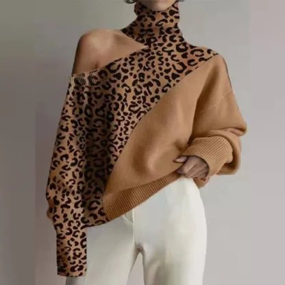 Turtleneck One Cold Shoulder Sweater - Image 2