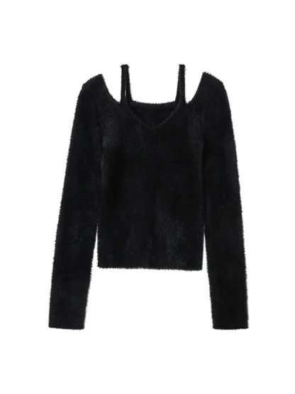 Knit Cold Shoulder Sweater Tops - Image 5