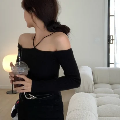 Chic Halter Off Shoulder Sweater - Image 2