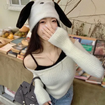 Fake Inner Off Shoulder Sweater - Image 2