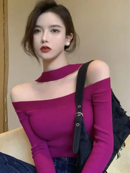 Knit Choker Off Shoulder Sweater