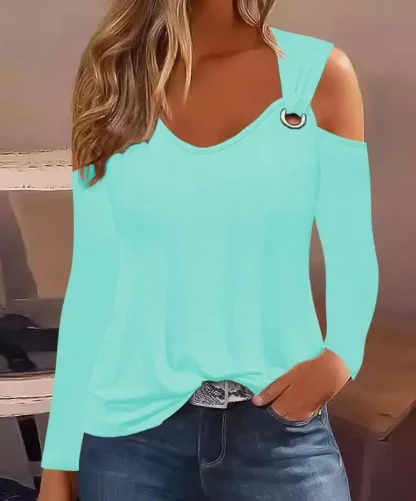 Ruched Strap Off Shoulder Sweater - Image 4