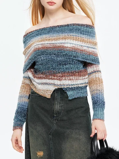 Vintage Style Off Shoulder Sweater