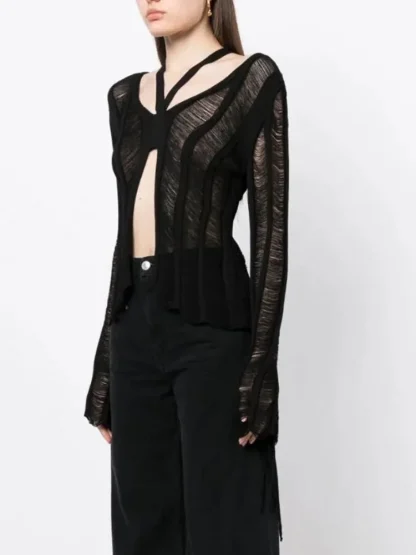 Sexy Hollow Off Shoulder Sweater - Image 3