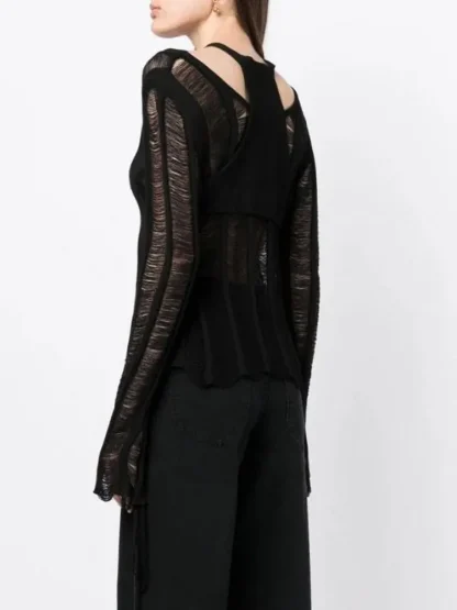 Sexy Hollow Off Shoulder Sweater - Image 4