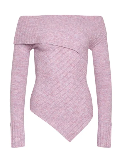 Asymmetric Fit Off Shoulder Sweater - Image 5